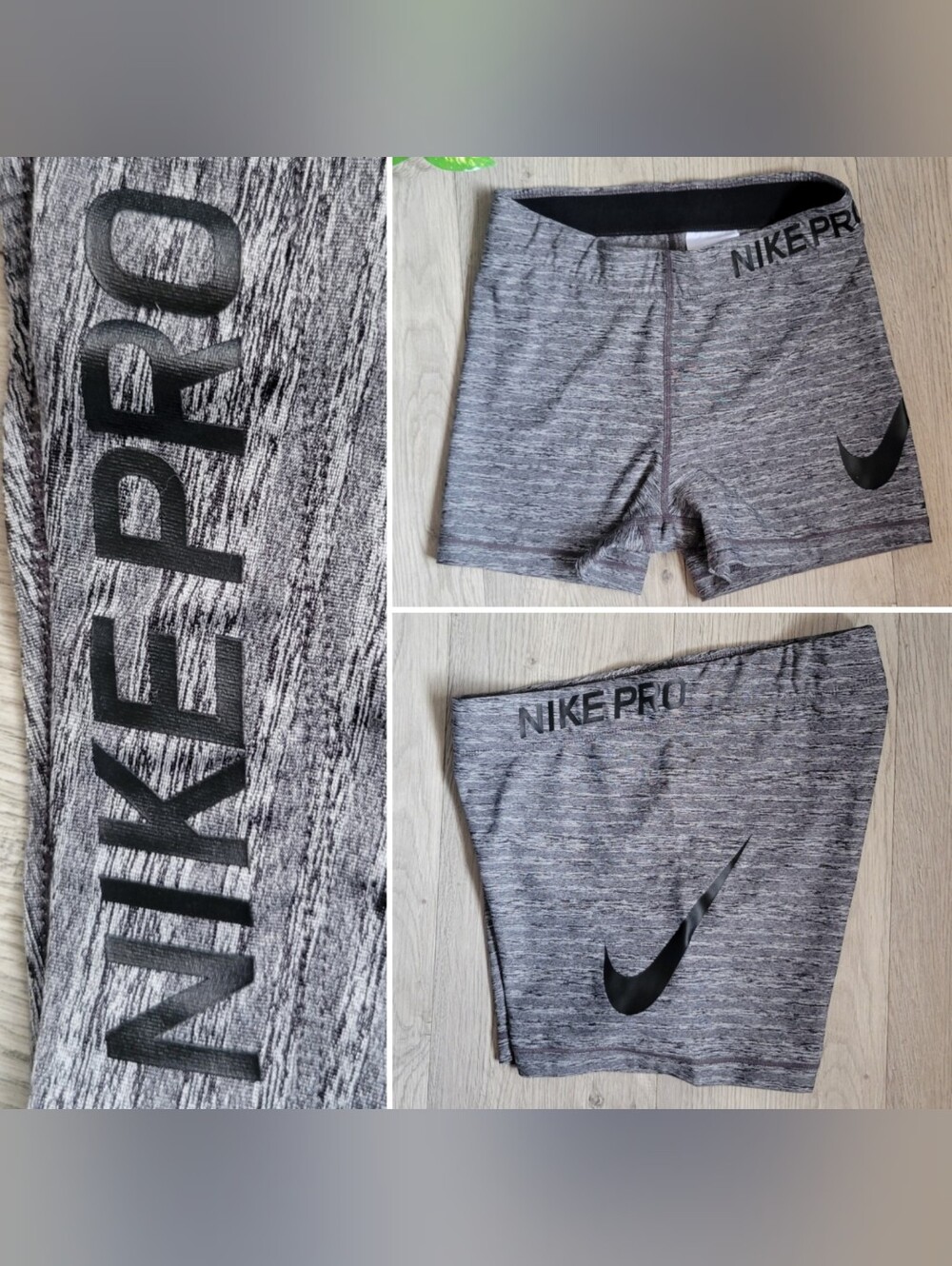 Nike Pro Dri-Fit Heather Gray & Black Athletic Running Shorts, Women Small